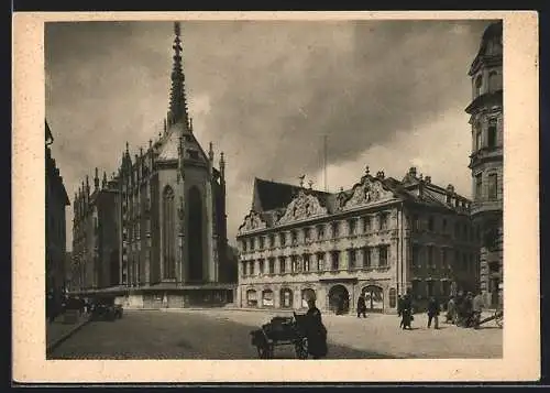 AK Würzburg, Chor der Marienkapelle und Haus zum Falken