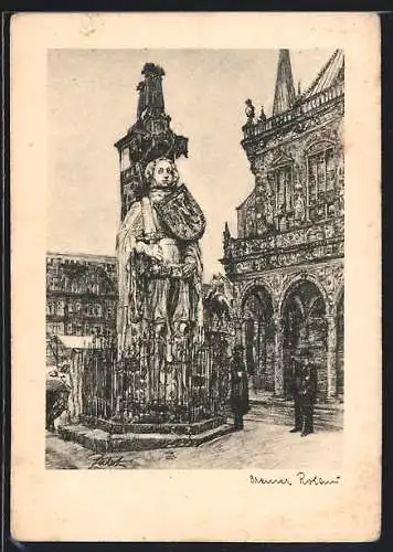 AK Bremen, Denkmal am Rathaus