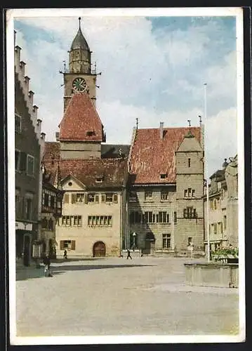 AK Überlingen am Bodensee, Hofstatt mit Passanten