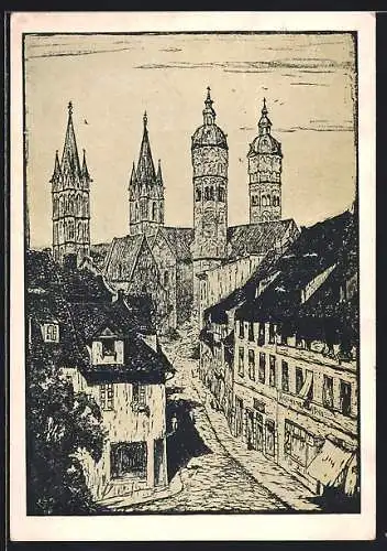 Künstler-AK Naumburg / Saale, Partie am Dom