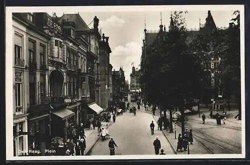 AK Den Haag, Plein mit Strassenbahn