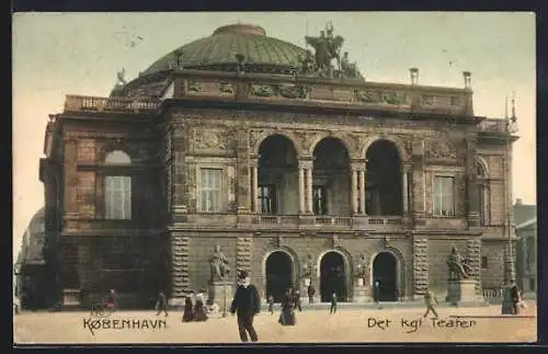 AK Kobenhavn, belebte Strassenpartie am königlichen Theater