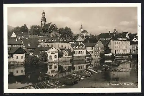 AK Gernsbach / Murgtal, Ortspartie am Fluss