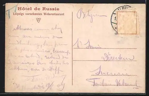 AK Leipzig, Hotel de Russie, Innenansicht