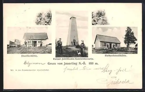 AK Jauerling, Staufferhütte, Siebenhandlhütte, Aussichtswarte