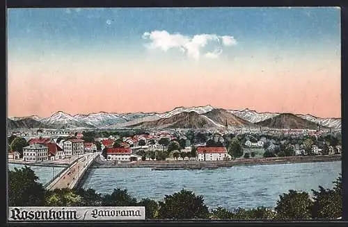 AK Rosenheim / Inn, Panorama am Fluss