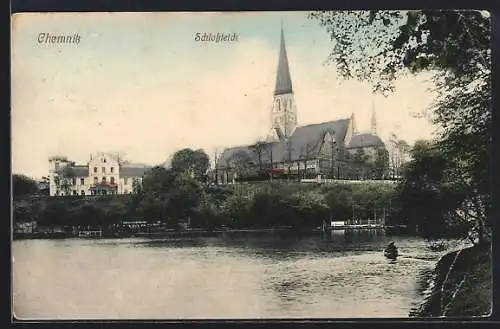 AK Chemnitz, Schlossteich mit Kirche