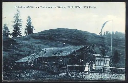 AK Kössen / Tirol, Unterkunftshütte am Taubensee