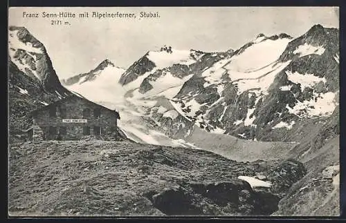 AK Franz Senn-Hütte, Berghütte mit Umgebung