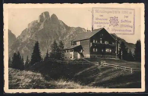 AK Mödlinger-Hütte, Berghütte gegen Reichenstein u. Totenköpfl