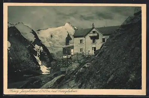 AK Franz Josephshaus, Berghütte mit Grossglockner