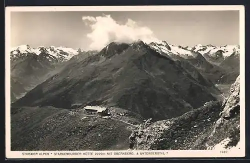 AK Starkenburger Hütte, Ansicht mit Obernberg & Unterbergtal