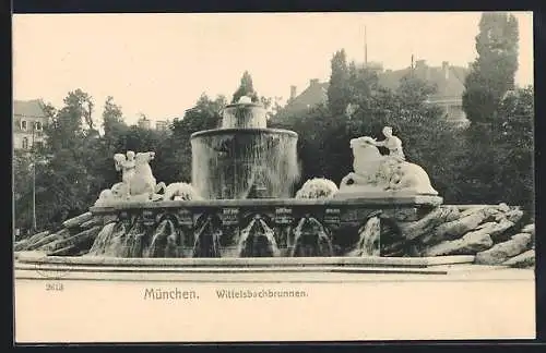 AK München, Wittelsbachbrunnen am Lenbachplatz