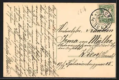 AK München, Siegestor, Partie mit Ludwigskirche