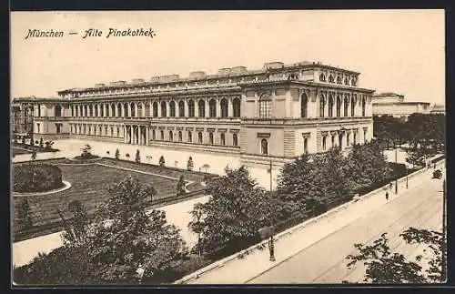 AK München, alte Pinakothek mit Parkanlage