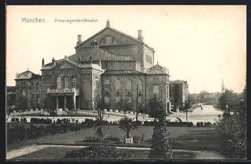 AK München-Au, Blick zum Prinzregententheater vom Park aus