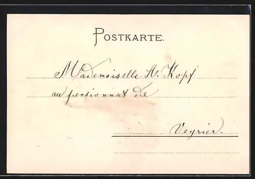 Lithographie Freiburg / Breisgau, Partie an der Schwabenthorbrücke