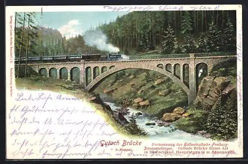 AK Kappel / Lenzkirch, Eisenbahn auf der Gutachbrücke