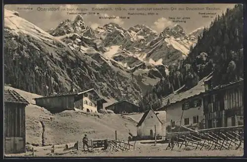 AK Oberstdorf, Ortsansicht mit Mädelegabel und Berg der gute Hoffnung