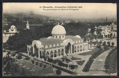 AK Marseille, Exposition Coloniale 1906, Vue panoramique du Palais de Madagascar