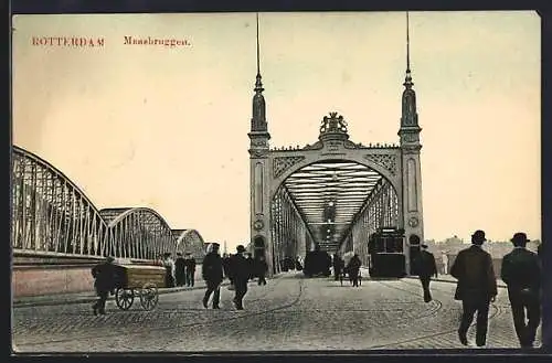 AK Rotterdam, Maasbruggen, Strassenbahn