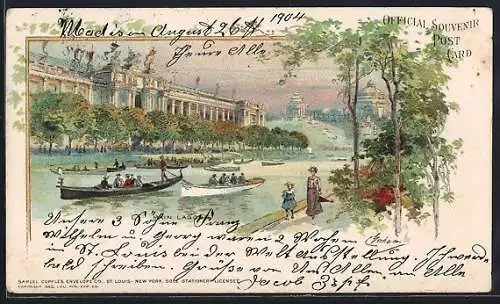 Lithographie St. Louis, MI, World`s Fair 1904, Main Lagoon