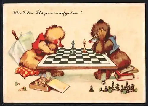 AK zwei Maulwürfe beim Schach-Spielen