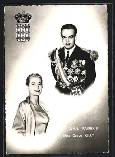 AK Monaco, S. A. S. Rainier III et Miss Grace Kelly mit Wappen