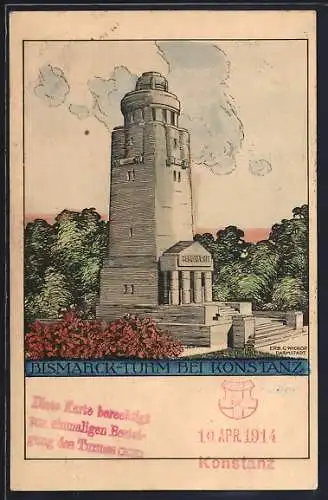 Künstler-AK Konstanz / Bodensee, Bismarckturm