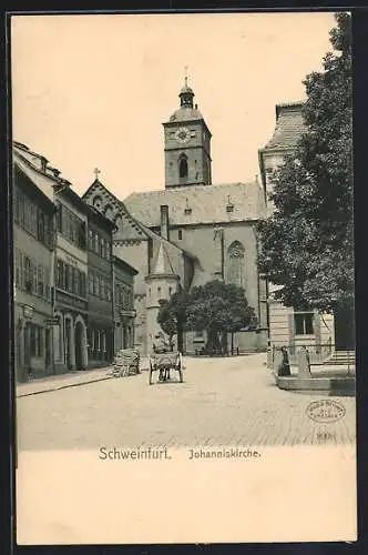 AK Schweinfurt, Kutsche und Johanniskirche