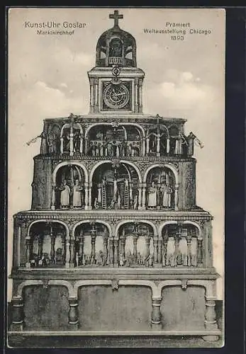 AK Golsar, Kunst-Uhr Marktkirchhof, prämiert auf der Weltausstellung Chicago 1893