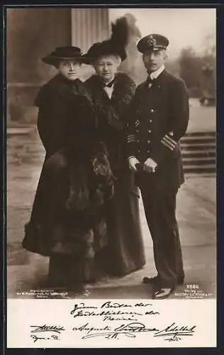 AK Prinz Adalbert von Preussen mit Mutter & Gattin