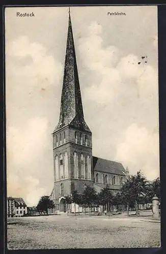 AK Rostock, Ansicht der Petrikirche