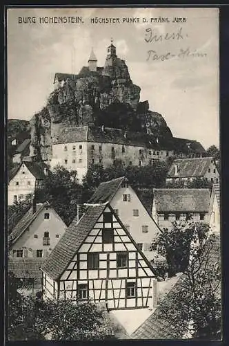 AK Kirchensittenbach, Blick zur Burg Hohenstein