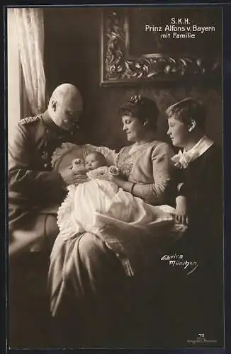 AK Prinz Alfons von Bayern mit Familie