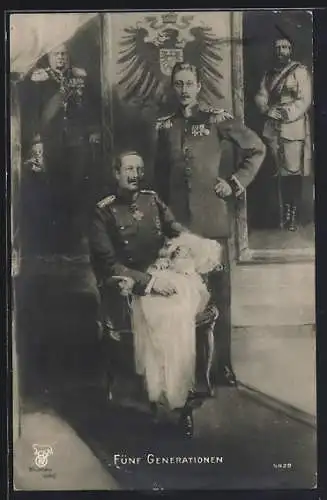 AK Fünf Generationen, Kaiser Wilhelm II. mit Baby im Arm