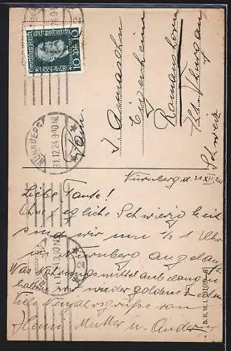 Künstler-AK Brüder Kohn (B.K.W.I) Nr. 3109: Vogelfamilie bei Gitarrenmusik im Winter, Neujahrsgruss