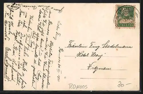 AK Romoos, Ortsansicht aus der Vogelschau