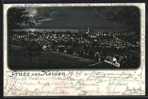 Lithographie Heiden, Totalansicht der Ortschaft