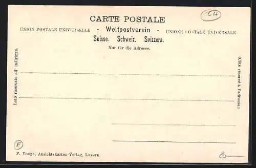 Passepartout-Lithographie Luzern, Nölletthurm im Sonnenschein, Frau riecht an Rosen