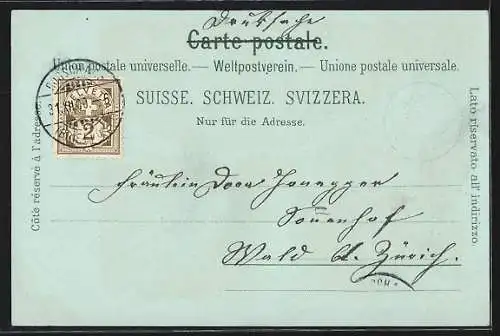 Mondschein-Lithographie Rorschach, Dampfer im Hafen