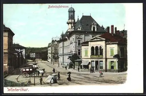 AK Winterthur, Bahnhofstrasse im Sonnenschein