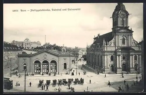 AK Bern, Heiliggeistkirche mit Bahnhof und Universität