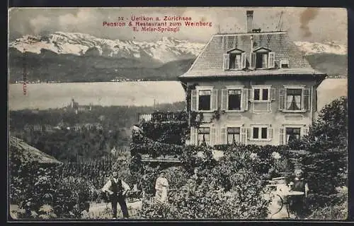 AK Uetikon a. Zürichsee, Restaurant zum Weinberg, Besitzer E. Meier-Sprüngli