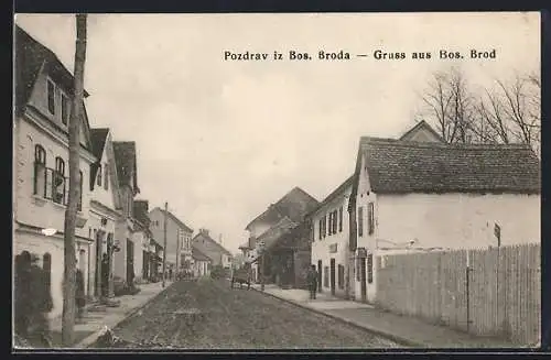 AK Bosanski Brod, Blick in eine Strasse der Ortschaft