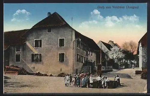 AK Veltheim, Kinder am Dorfbrunnen