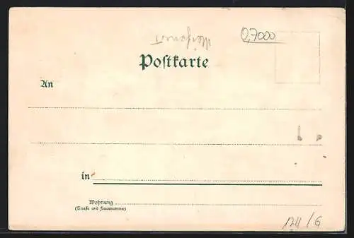 Lithographie Leipzig, Sächsisch-Thüringische Industrie- u. Gewerbe-Ausstellung, Thüringer Dorf