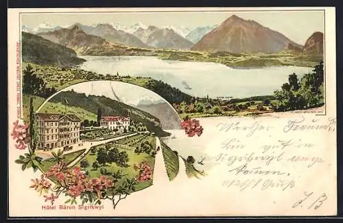 Lithographie Sigriswyl, Hotel zum Bären mit Seeblick