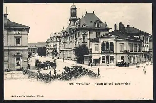 AK Winterthur, Hauptpost und Bahnhofsplatz