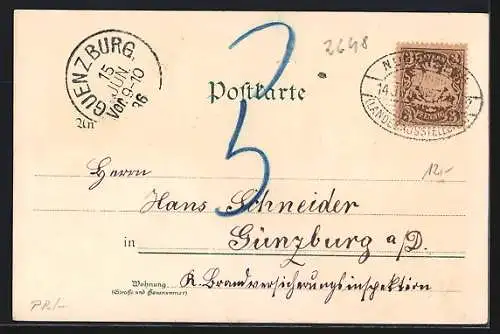 Lithographie Nürnberg, Armee-Museum, West-Colonnade, Staatl. Anstalten und techn. Unterricht